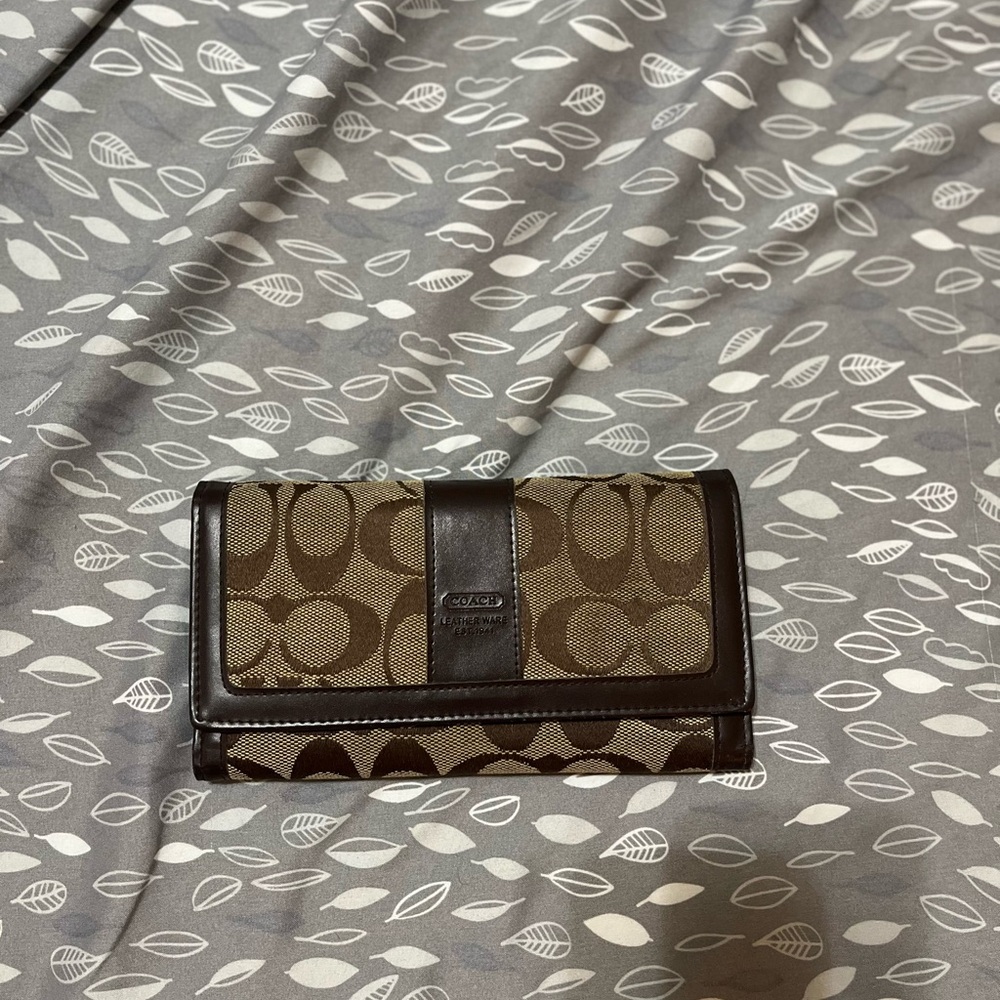 Coach Brown and Black Signature Wallet